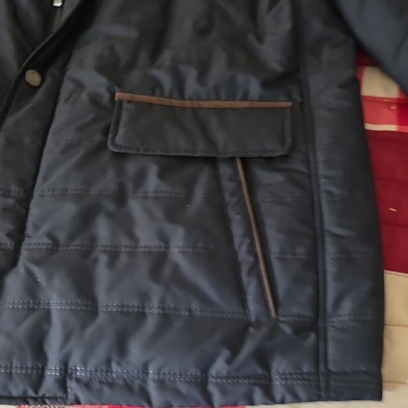 Johnston & Murphy Dark Blue Quilted Jacket with Brown Trim NWOT SZ XXL - Picture 6 of 13